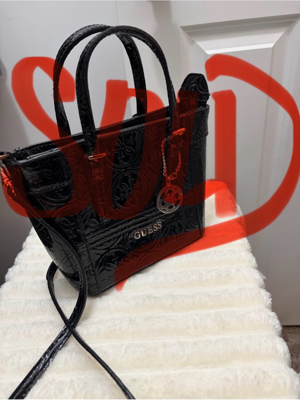 SOLD. Vintage GUESS Black Mini Delaney Bag - Picture 1 of 9